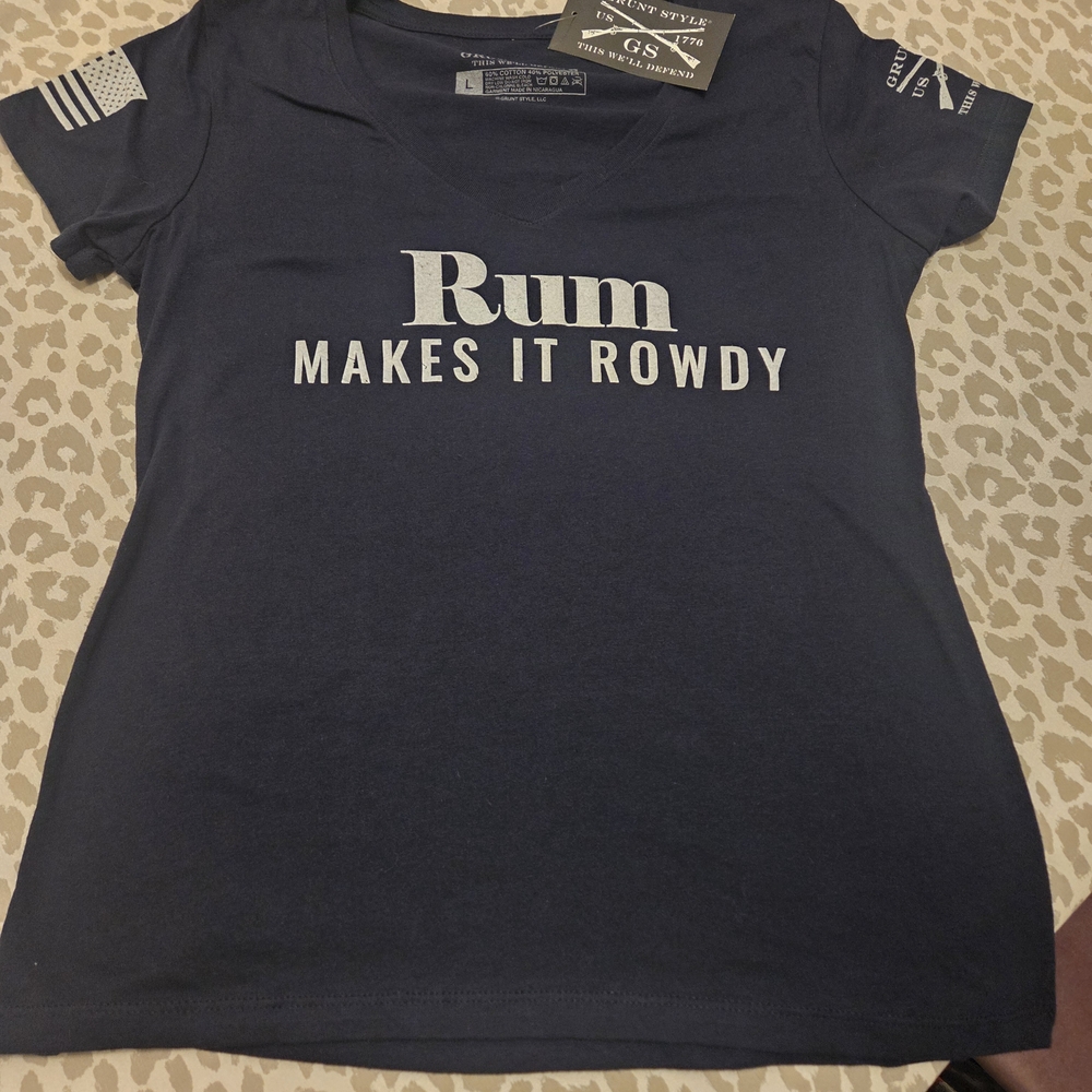 Grunt Style Dark Blue 'Rum Makes It Rowdy' Women's Tee